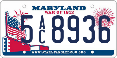 MD license plate 5AC8936