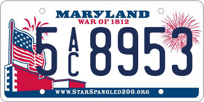 MD license plate 5AC8953