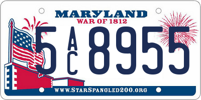 MD license plate 5AC8955