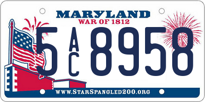 MD license plate 5AC8958
