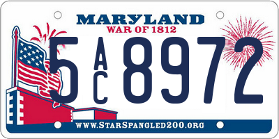 MD license plate 5AC8972