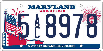 MD license plate 5AC8978
