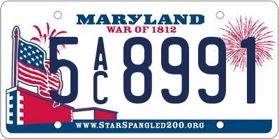 MD license plate 5AC8991