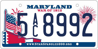 MD license plate 5AC8992