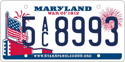 MD license plate 5AC8993
