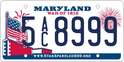 MD license plate 5AC8999