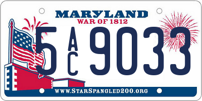 MD license plate 5AC9033