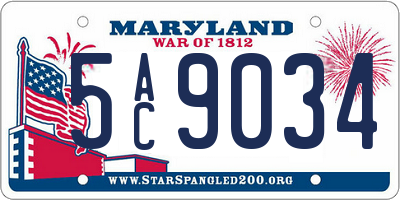 MD license plate 5AC9034