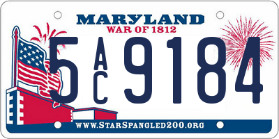 MD license plate 5AC9184