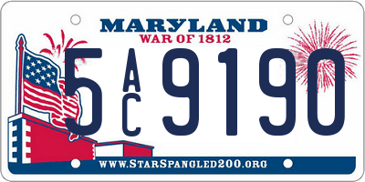 MD license plate 5AC9190