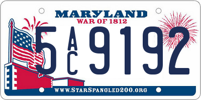 MD license plate 5AC9192