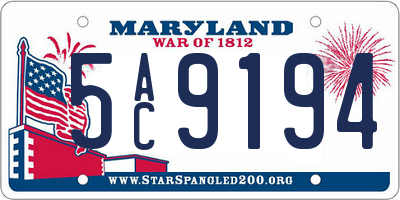 MD license plate 5AC9194