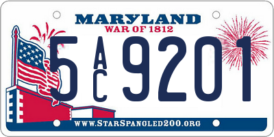 MD license plate 5AC9201