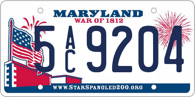 MD license plate 5AC9204
