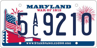 MD license plate 5AC9210