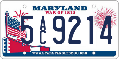 MD license plate 5AC9214