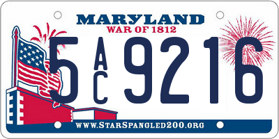 MD license plate 5AC9216