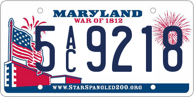MD license plate 5AC9218