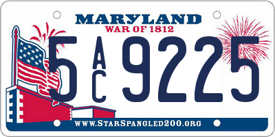 MD license plate 5AC9225