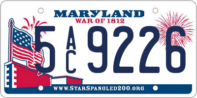 MD license plate 5AC9226