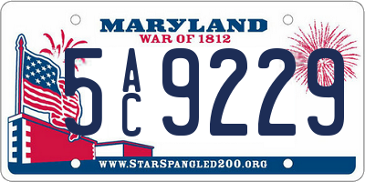 MD license plate 5AC9229