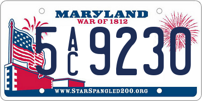 MD license plate 5AC9230