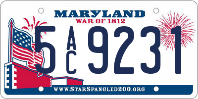 MD license plate 5AC9231