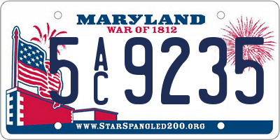 MD license plate 5AC9235