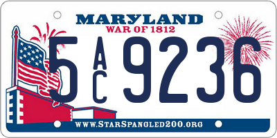 MD license plate 5AC9236