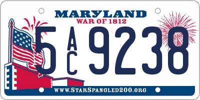 MD license plate 5AC9238