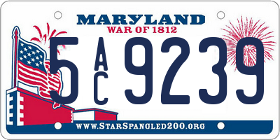 MD license plate 5AC9239