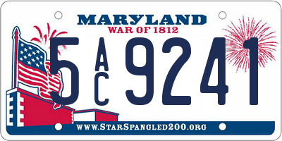 MD license plate 5AC9241