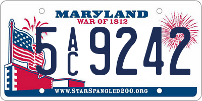 MD license plate 5AC9242
