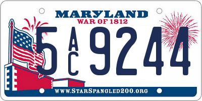 MD license plate 5AC9244