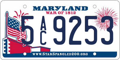 MD license plate 5AC9253