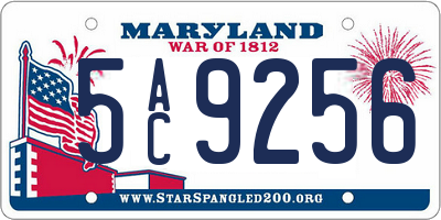 MD license plate 5AC9256