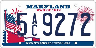 MD license plate 5AC9272