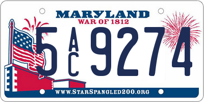 MD license plate 5AC9274