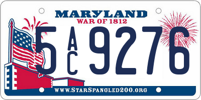 MD license plate 5AC9276