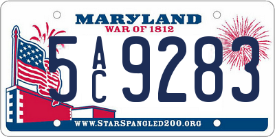 MD license plate 5AC9283