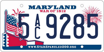 MD license plate 5AC9285