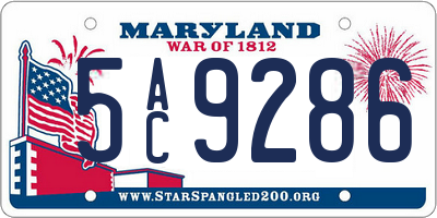 MD license plate 5AC9286