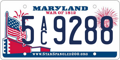 MD license plate 5AC9288