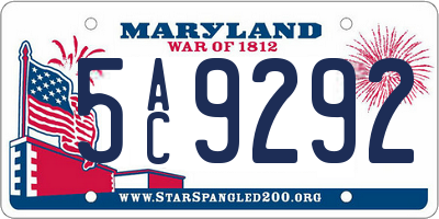 MD license plate 5AC9292