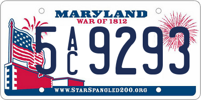 MD license plate 5AC9293