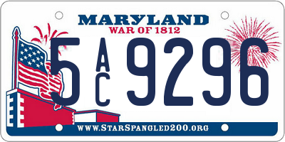 MD license plate 5AC9296