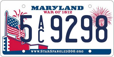 MD license plate 5AC9298