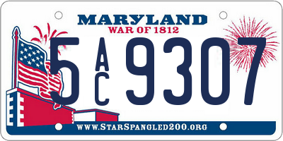 MD license plate 5AC9307