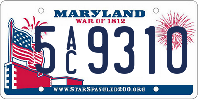 MD license plate 5AC9310