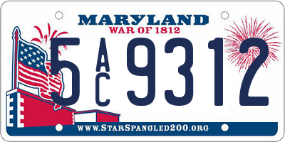 MD license plate 5AC9312